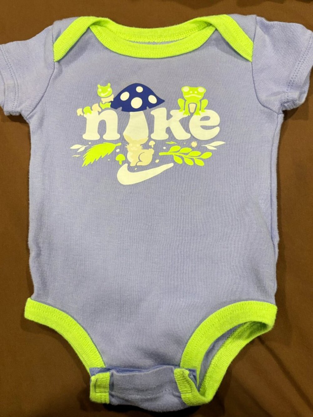 Nike Baby Mushroom & Frog Graphic Short Sleeve Bodysuit - Size 0-6M